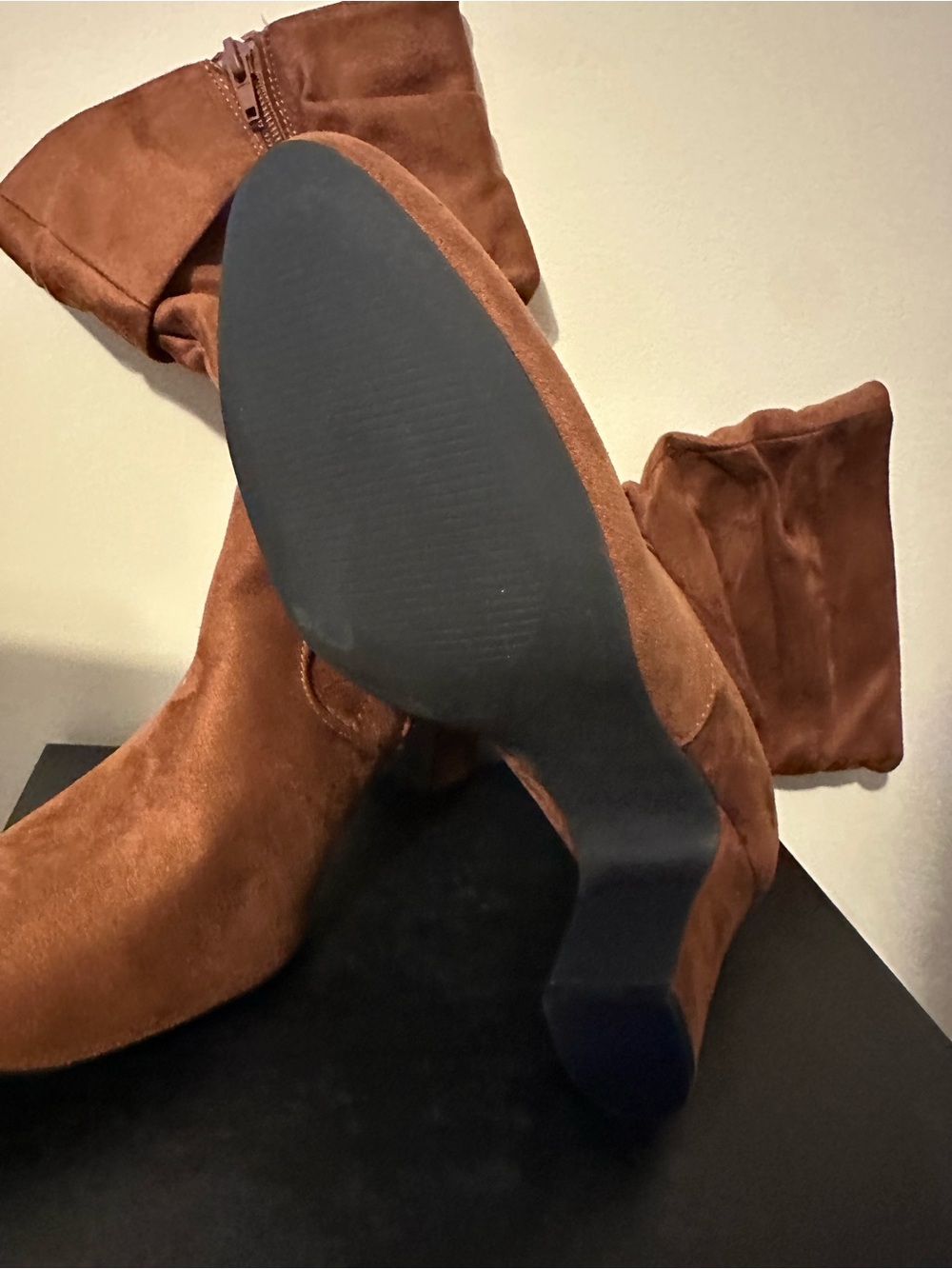 Women's Brown Suede Slouch Ankle Boots - Picture 2 of 2